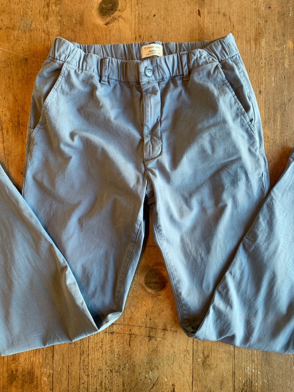 Marine Layer Organic Cotton Blue Elastic-Waist Chino Pants - Picture 6 of 16
